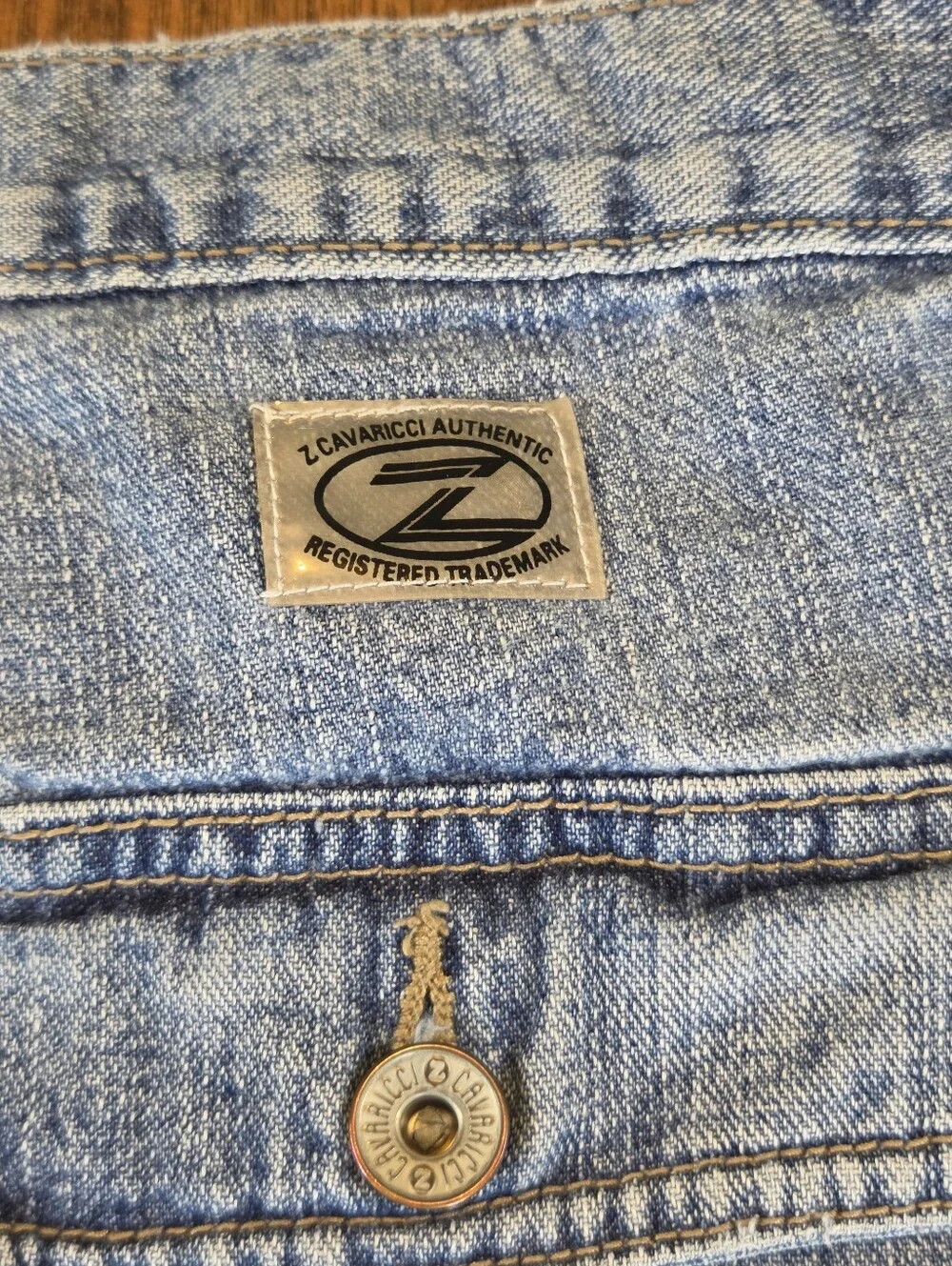 90s Z Cavaricci Denim Shorts Workwear Inspired Chunky Button Flap Pocket Size 29